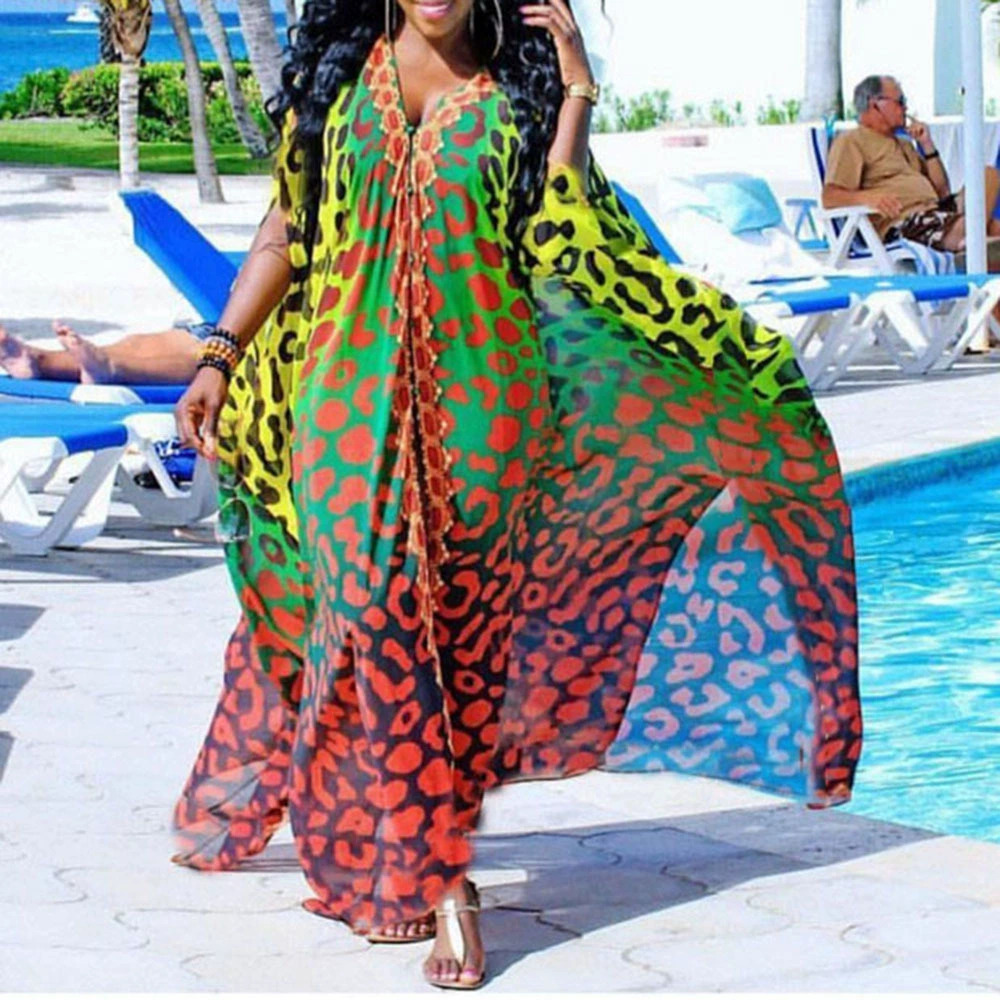 ZARA Spring Summer African Chiffon Flowy Maxi Collared Single Breasted Dress
